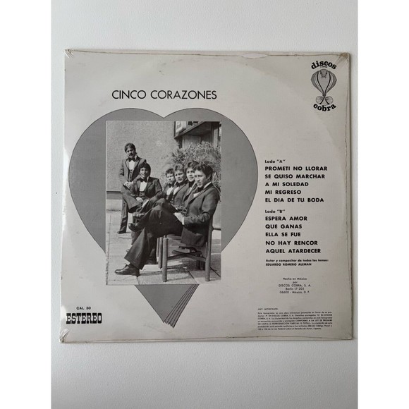 Cinco 5 Corazones Prometi No Llorar LP Discos Cobra CAL 30 Import NEW SEALED - Picture 2 of 3